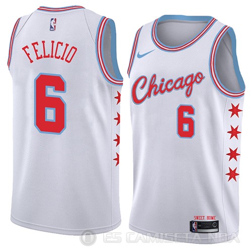 Camiseta Cristiano Felicio #6 Chicago Bulls Ciudad 2018 Blanco - Haga un click en la imagen para cerrar